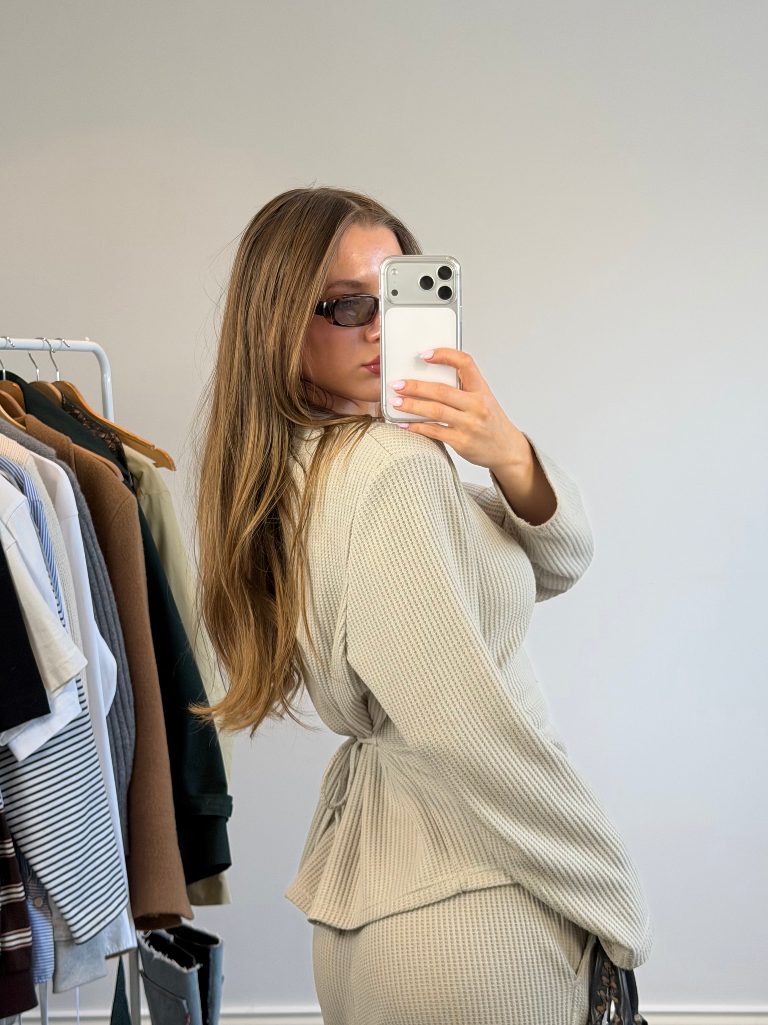 Waffle Long Sleeve T-shirt - Mint Green
